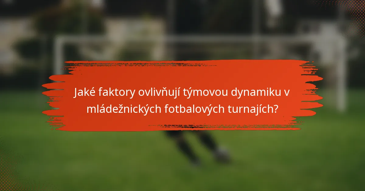 Jaké faktory ovlivňují týmovou dynamiku v mládežnických fotbalových turnajích?