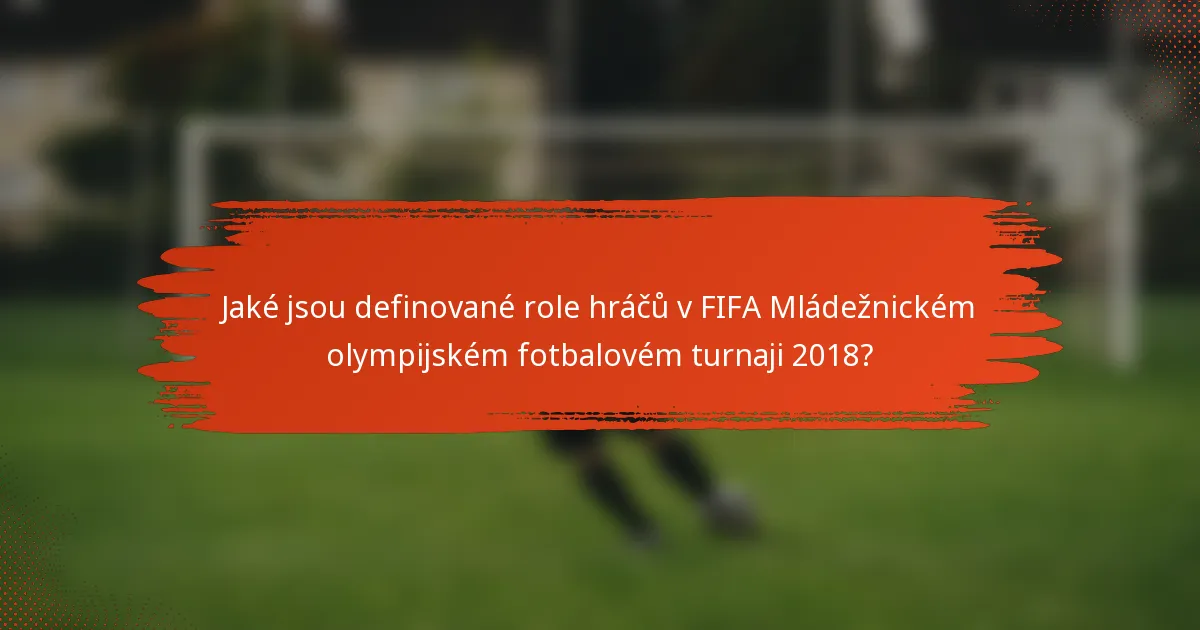 Jaké jsou definované role hráčů v FIFA Mládežnickém olympijském fotbalovém turnaji 2018?
